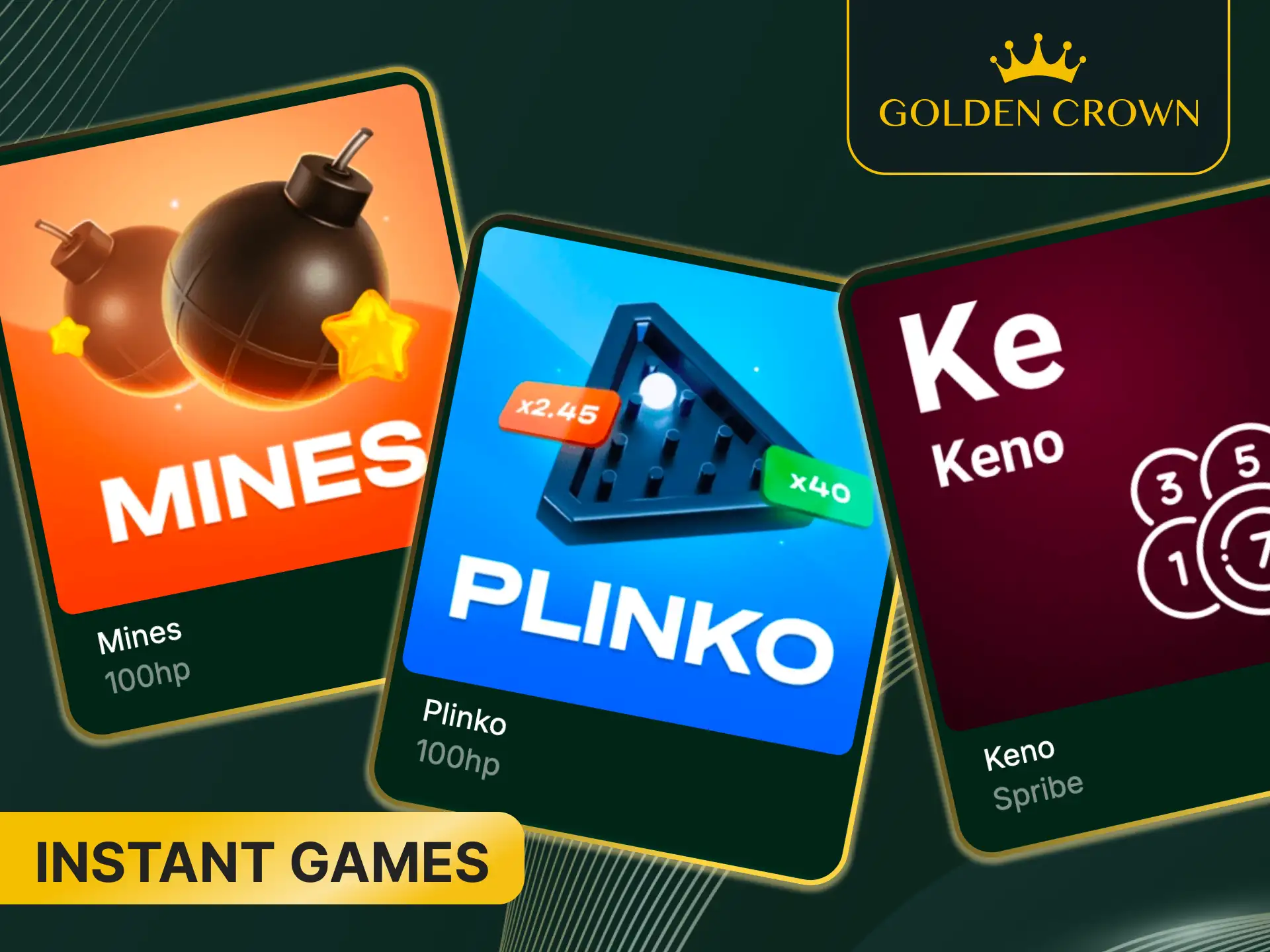 Enjoy fast-paced thrills in the Golden Crown instant games section today.